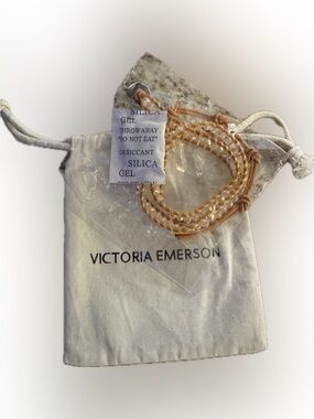 Victoria Emerson Crystal Wrap Bracelet in Champagne and Tan